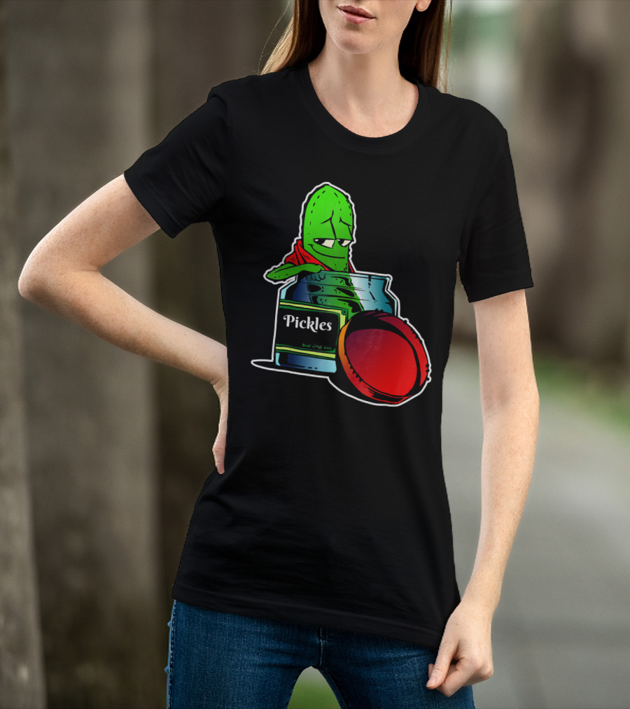 Pickles In Jar Funny Pickle Lover With Blue Lid And Red Sauce T-Shirt