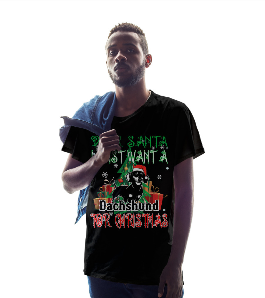 Dear Santa I Just Want A Dachshund For Christmas T-Shirt