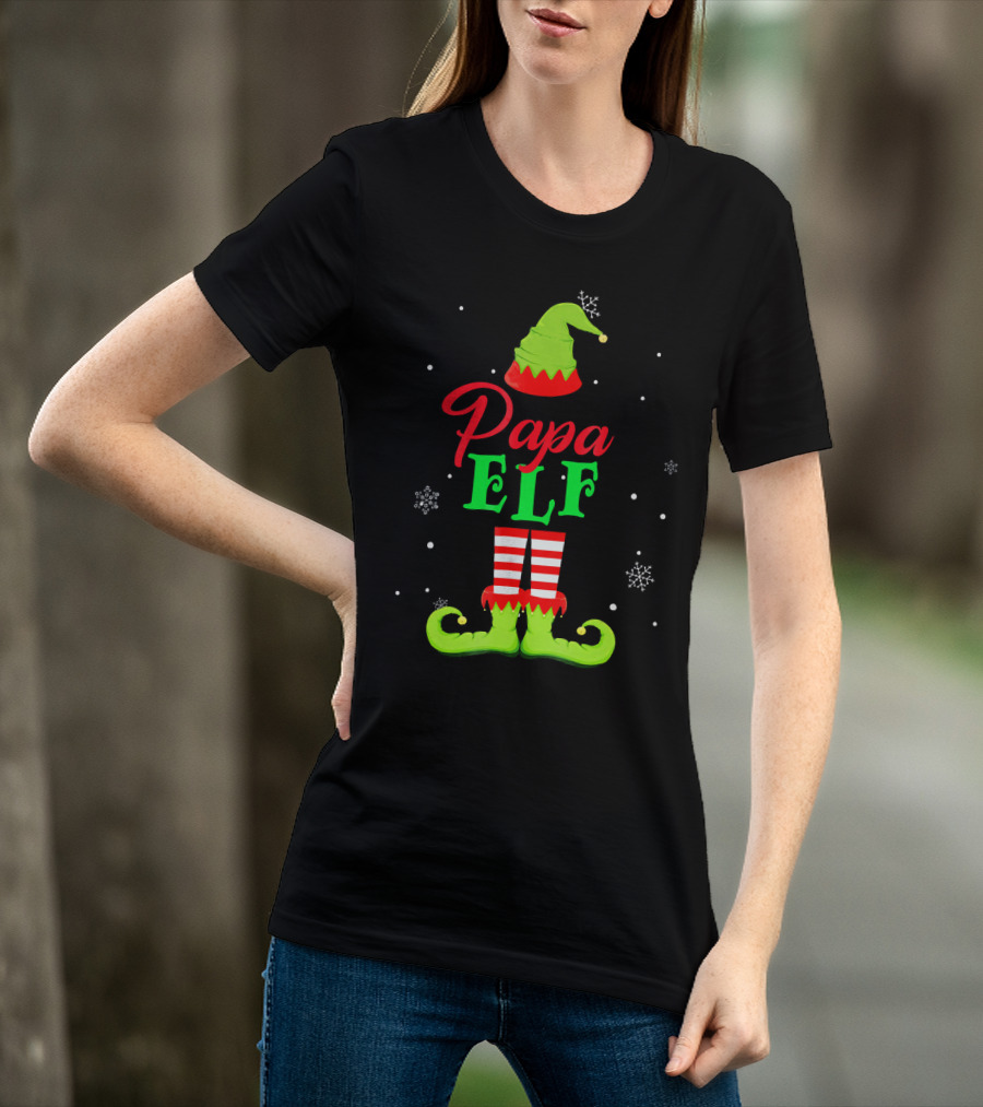 Papa Elf Snowflakes Holiday T-Shirt