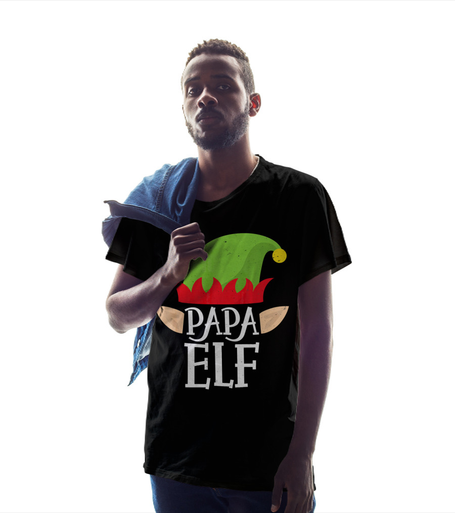 Papa Elf Hat With Ears Christmas T-Shirt
