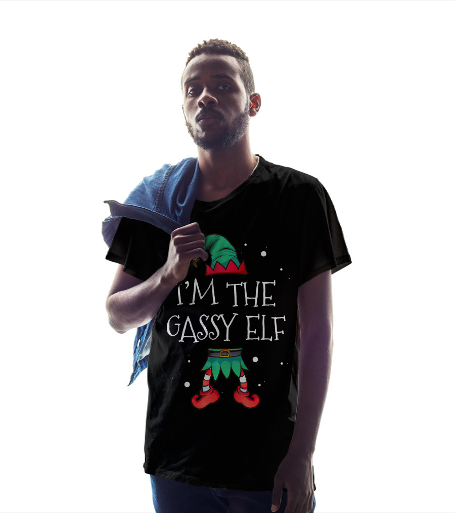 I'm The Gassy Elf Funny Christmas Humor With Elf Hat And Legs T-Shirt