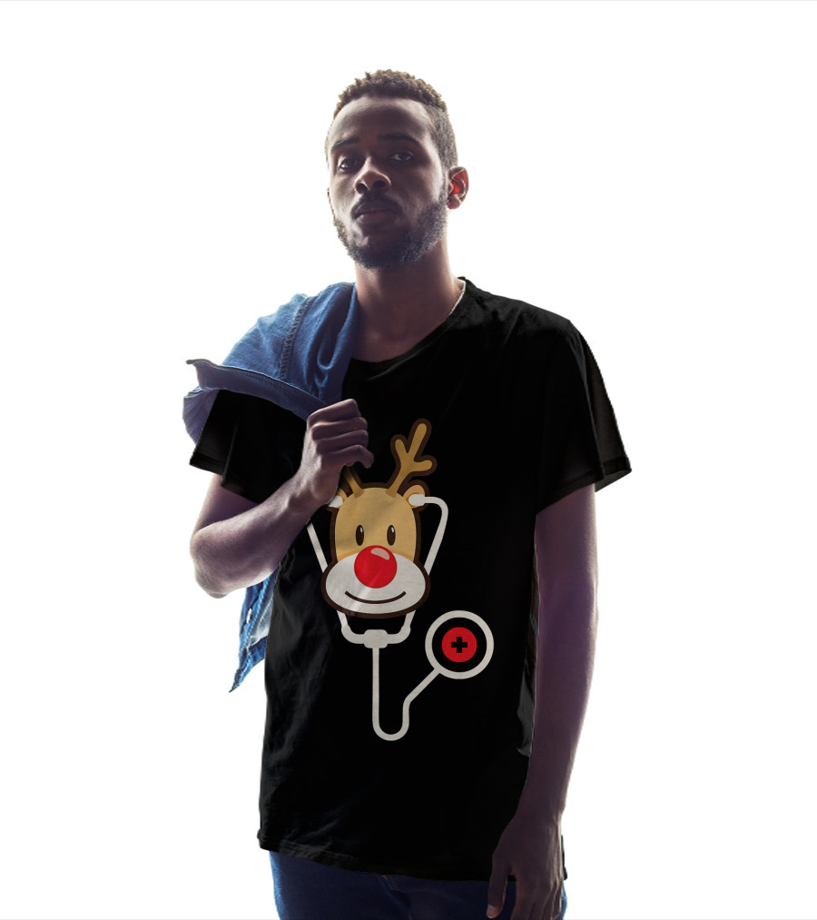 Cute Moose Reindeer Stethoscope Nurse T-Shirt