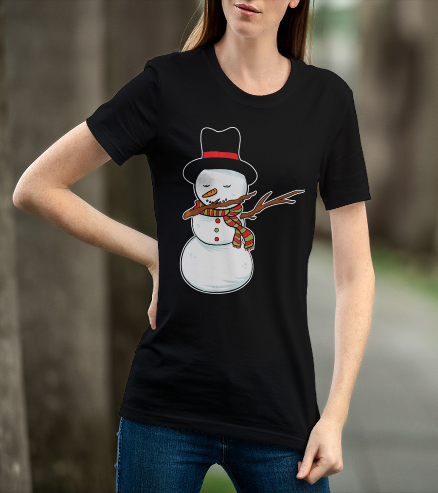 Dabbing Dab Snowman With Hat And Scarf T-Shirt