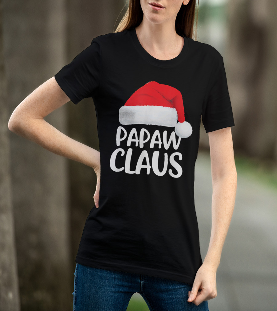 Papaw Claus Red Santa Hat Christmas T-Shirt