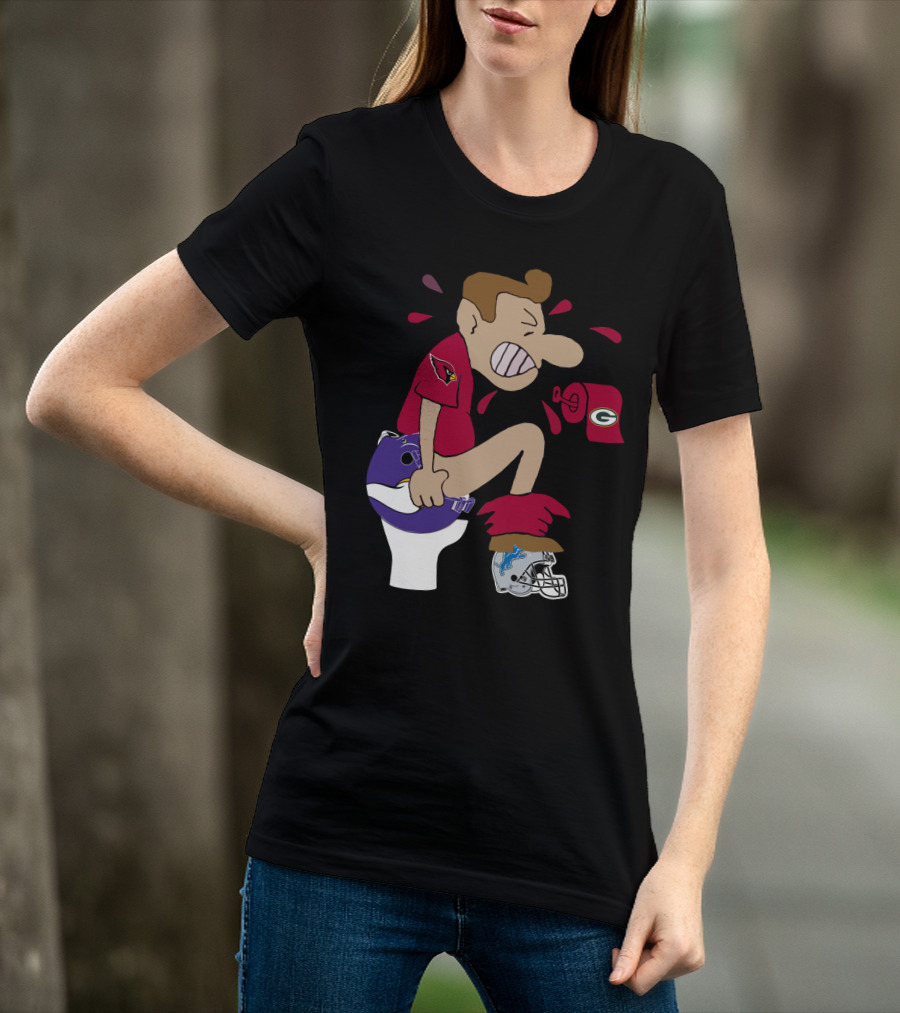 Arizona Cardinals Rivalry Humor With Vikings And Lions Helmets And Packers Toilet Paper T-Shirt