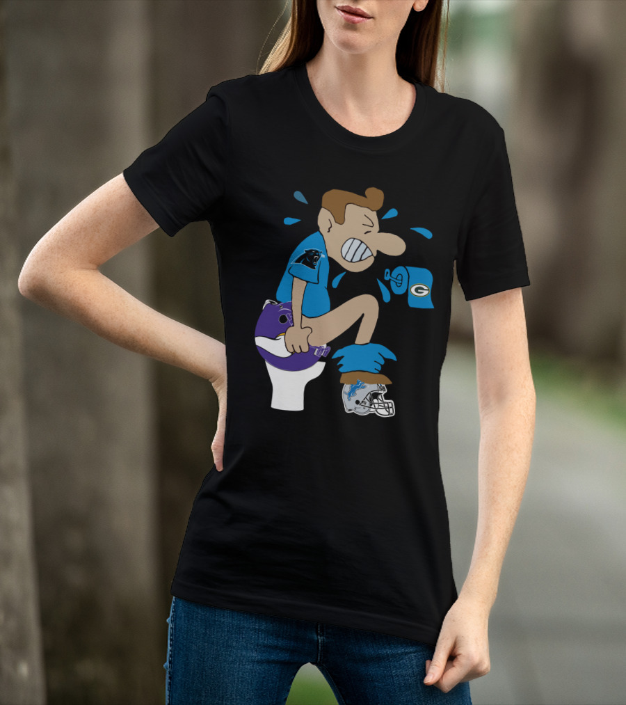 Carolina Panthers Rivalry Humor With Vikings Lions Packers Logos T-Shirt