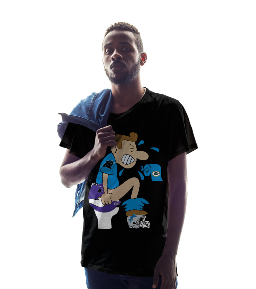 Carolina Panthers Rivalry Humor With Vikings Lions Packers Logos T-Shirt