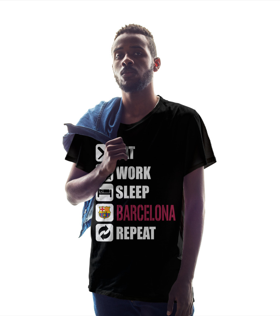Eat Work Sleep Fc Barcelona Repeat T-Shirt