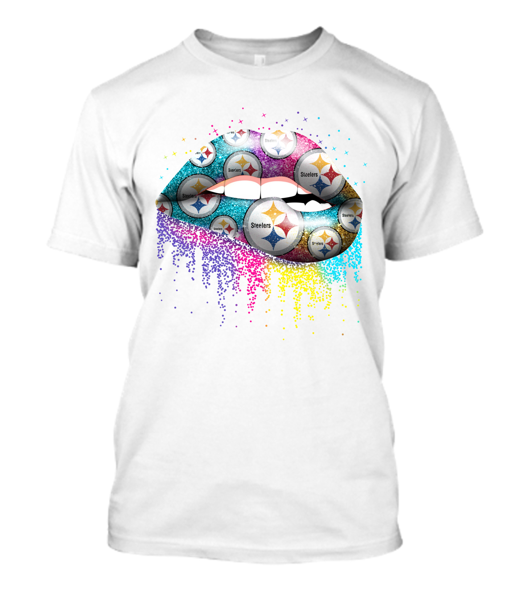 Steelers Logo Glitter Lips T-Shirt