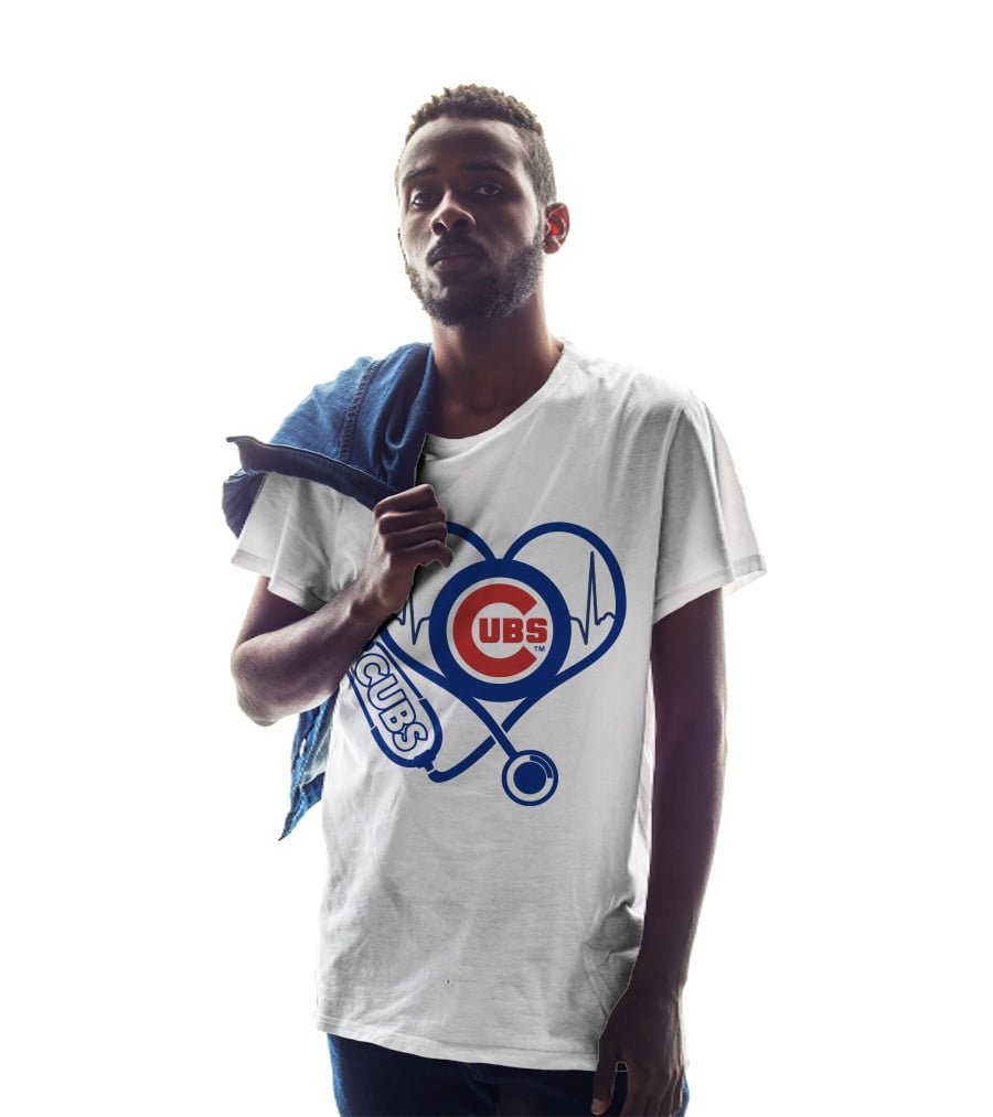 Cubs Heartbeat Stethoscope Nurse Love T-Shirt
