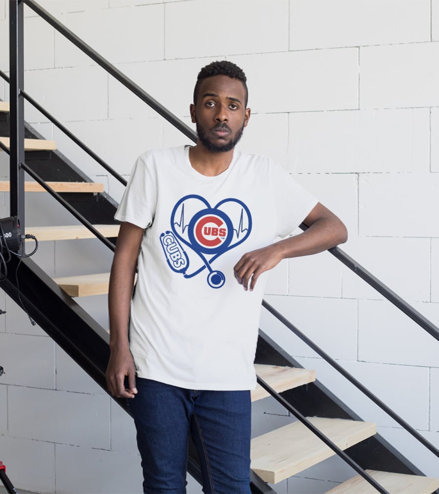 Cubs Heartbeat Stethoscope Nurse Love T-Shirt