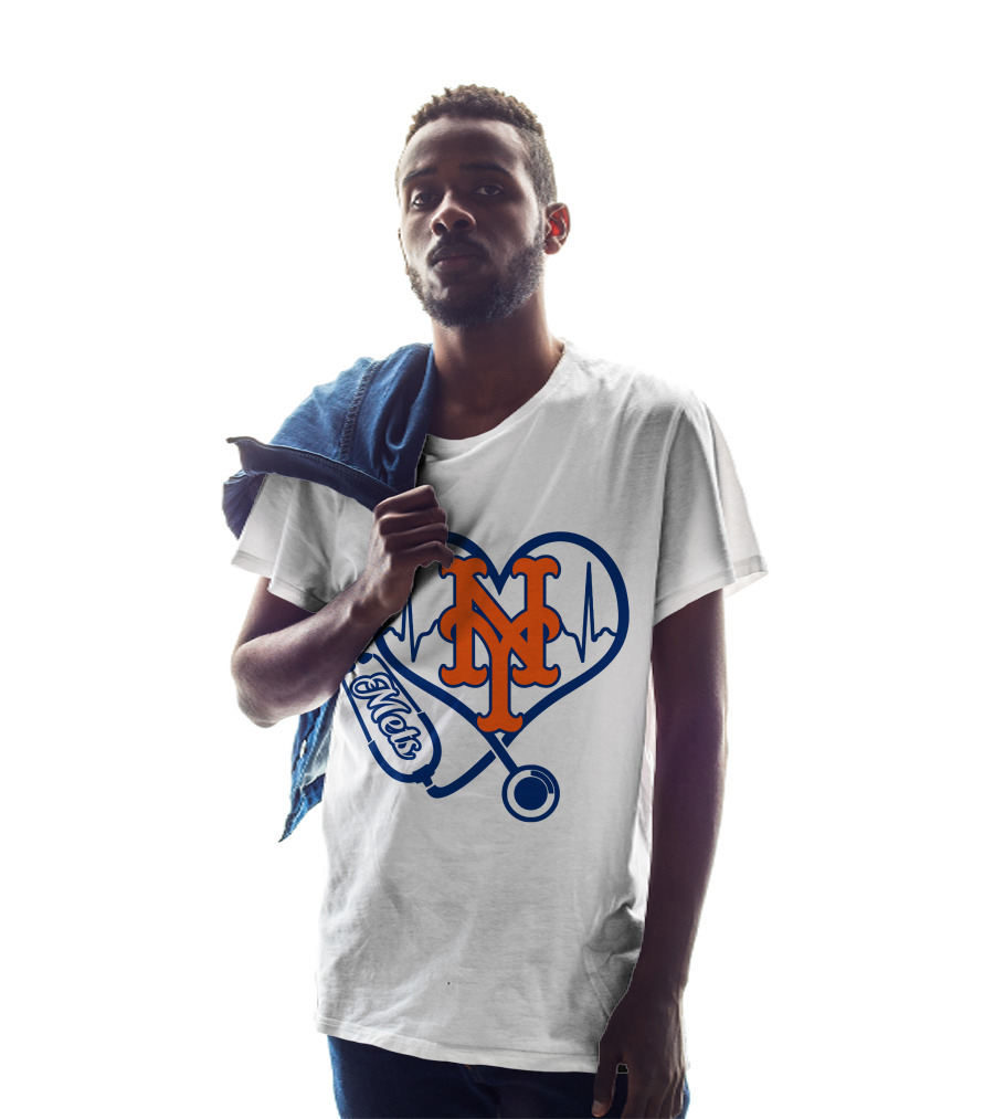 New York Mets Nurse Heartbeat Stethoscope T-Shirt