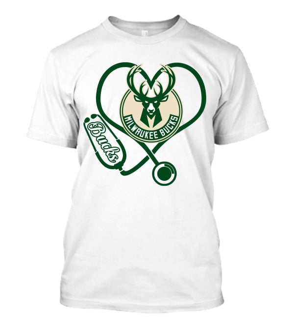 Milwaukee Bucks Nurse Heart Stethoscope T-Shirt
