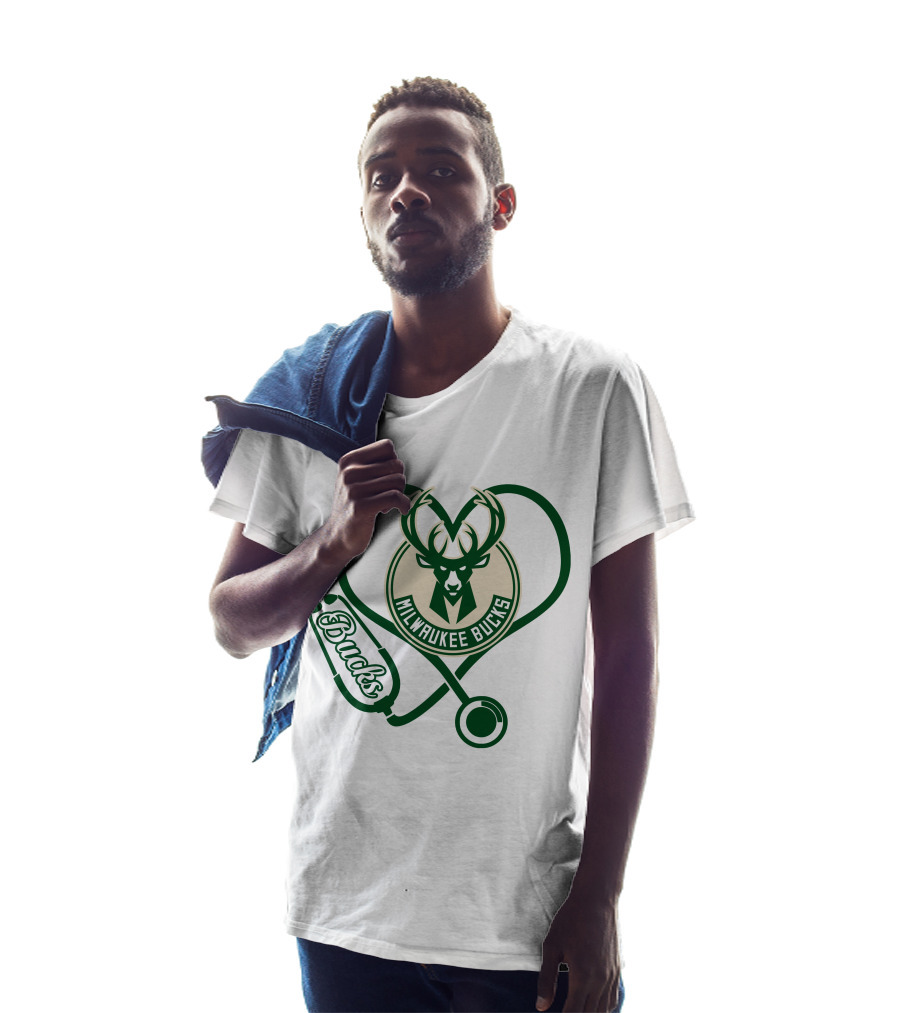 Milwaukee Bucks Nurse Heart Stethoscope T-Shirt