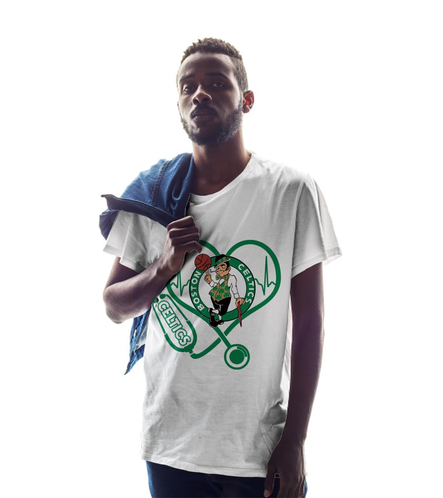 Nurse Heartbeat Boston Celtics Stethoscope T-Shirt
